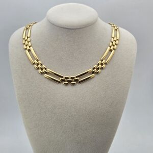 Monet Gold-Tone Ladder Link Choker Necklace 16" - 80s Vintage